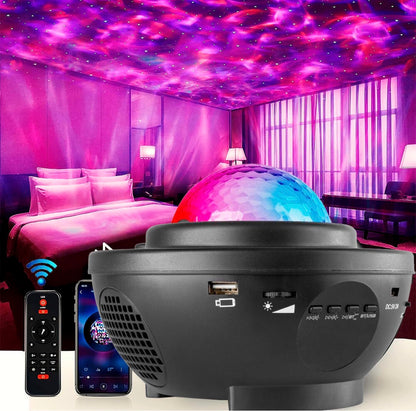 Proyector Estrellas Galaxia LED con Altavoz Bluetooth, Mando a Distancia, Temporizador y Luz Nocturna