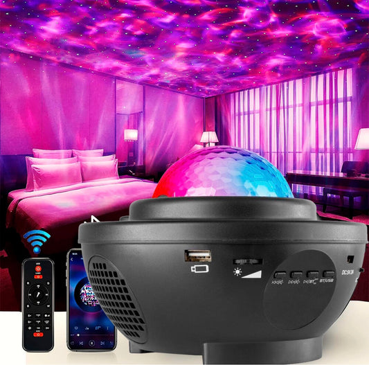 Proyector Estrellas Galaxia LED con Altavoz Bluetooth, Mando a Distancia, Temporizador y Luz Nocturna