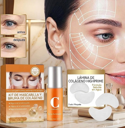 Máscara de colágeno soluble y set de spray. Tecnología coreana